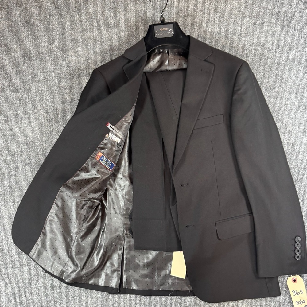 Carlo Lusso Men's Black Suit 2 Piece Blazer 36S 30x28 PANTS